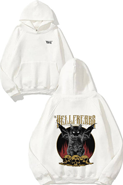 THEWERT The Hell Freaks Design Spate cu imprimeu Alb cu glugă Swea tricou