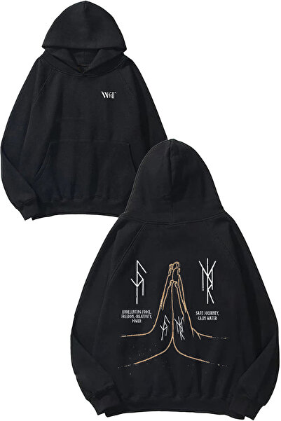 THEWERT Așa că ne-a făcut să vrem designul Rucsac cu imprimeu Negru cu glugă ...