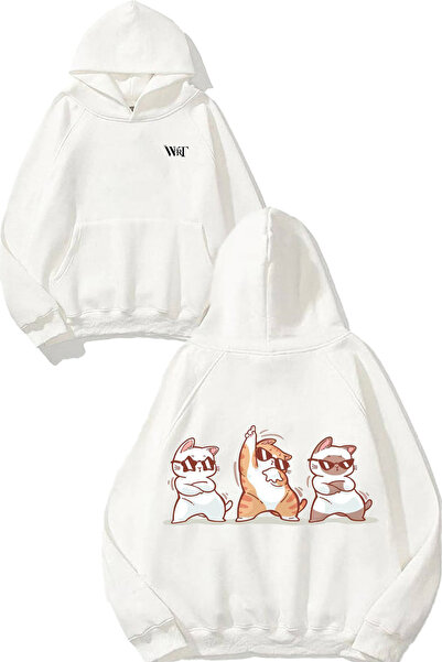 THEWERT pisică Design cu trei ochelari de protecție cu imprimeu Alb cu glugă ...