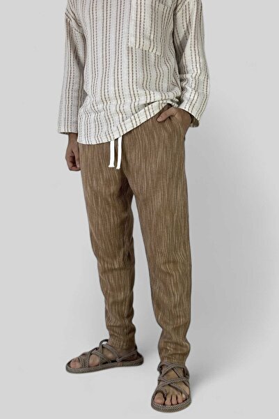 Alışveriş Sokağı Brown 100% Cotton Men's Trousers