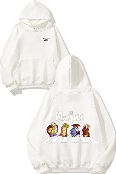 THEWERT The Masters Design Spate cu imprimeu Alb cu glugă Swea tricou