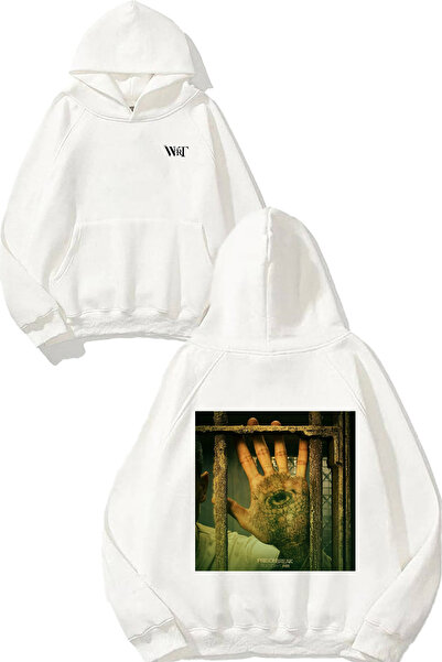 THEWERT سترة بريزون بريك مطبوع بتصميم بغطاء رأس باللون الأبيض