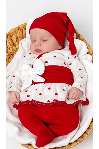 babymoon kids Organic 100% Cotton Heart Patterned 5 Piece Hospital Discharge Set, Pack of 5