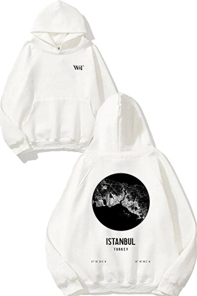THEWERT Turcia Istanbul Design Sırt B cu imprimeu Alb K cu glugă Hanorac