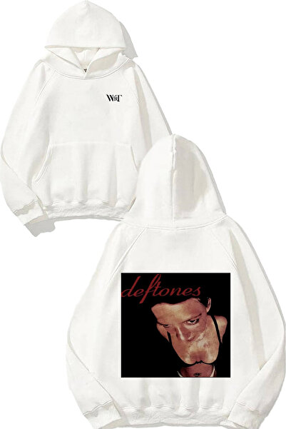 THEWERT Deftones Design Spate cu imprimeu Alb cu glugă Swea tricou