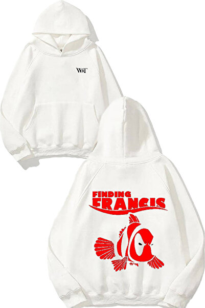 THEWERT Găsind rucsacul cu design Francus cu imprimeu alb cu glugă Swea tricou