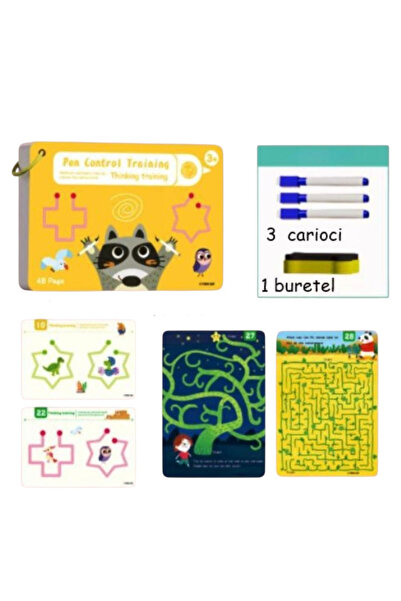 Krista Joc Montessori - Fișe reutilizabile, scrie și șterge, Labirint galben