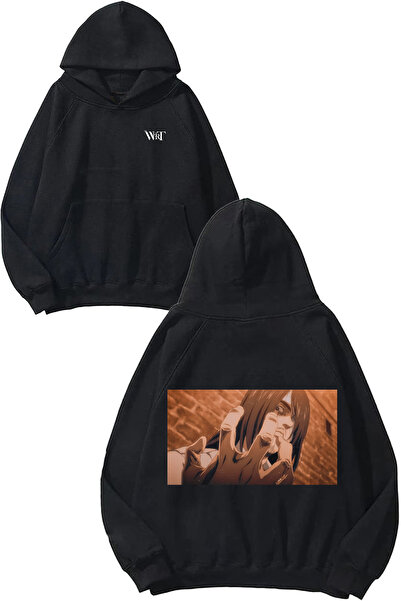 THEWERT Attack on Titan Hand Design Backpack Printed Black Hooded Sweatshirt