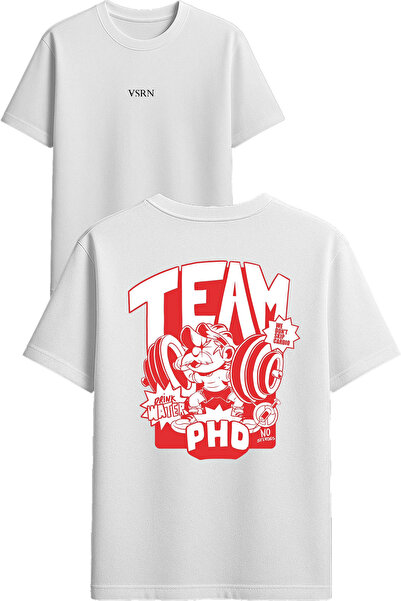 VSRN Tricou oversize alb cu imprimeu Team PhD Design