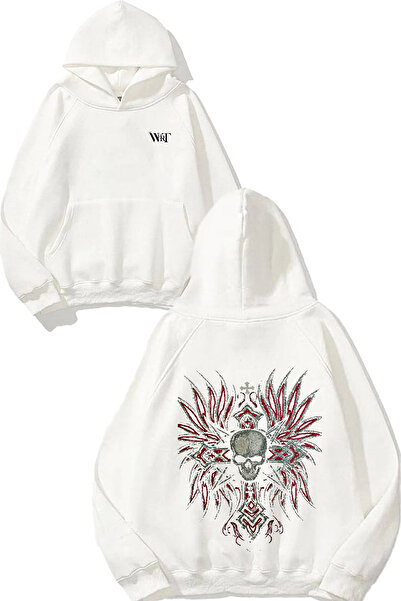 THEWERT Skull And Cross Design Rucsac cu imprimeu Alb cu glugă Swea tricou