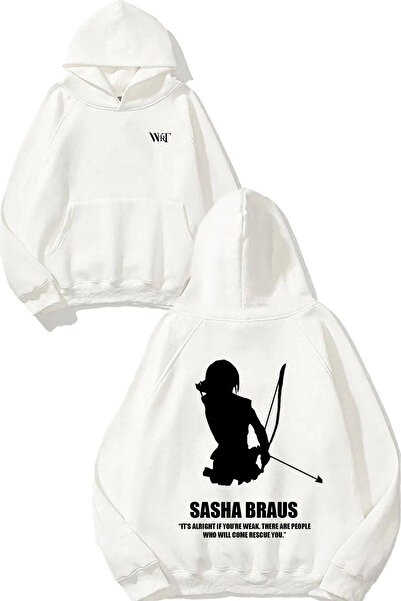 THEWERT Sasha Braus Design Back Printed White Hooded Sweatshirt