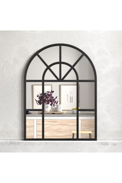 Marsah Home Καθρέφτης Τοίχου με Αψιδωτό Μαύρο Ματ Μεταλλικό Πλαίσιο 60x80 Εκ.