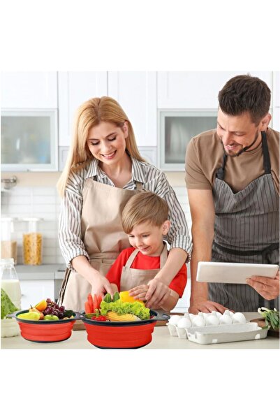 AR Foldable plastic food strainers for kitchen use, easy to store, 2-piece set