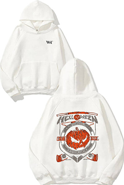 THEWERT Helloween Power Metal Design Spate cu imprimeu Alb cu glugă Swea tricou
