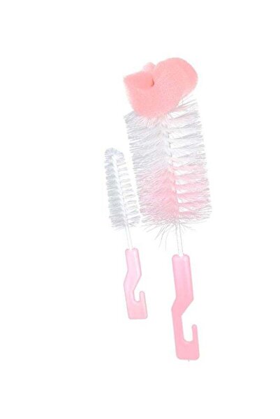 MumLove 2-Piece Feeding Bottle Cleaning Brush Set With BPA-free and PP Food, Pink/White