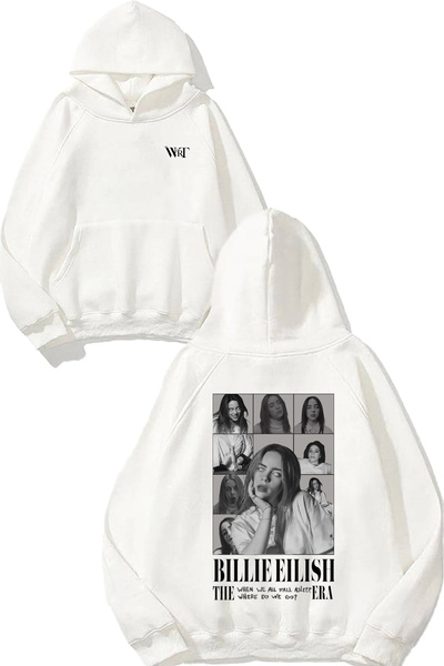 THEWERT Φούτερ Billie Eilish 2 Design Back με τύπωμα Λευκό με κουκούλα