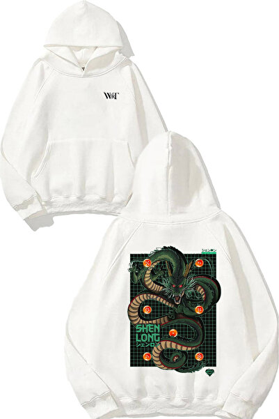 THEWERT سويت شيرت شين لونغ ديزاين مطبوع أبيض بغطاء رأس