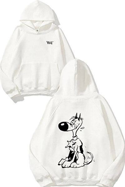 THEWERT Rucsac cu design Rin Tin Tin cu imprimeu Alb cu glugă Swea tricou