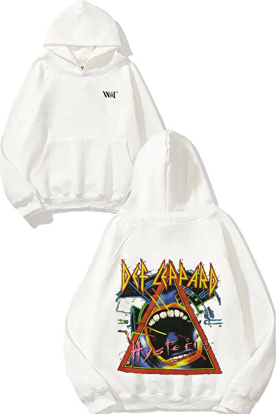 THEWERT Def Ceppard Hysteria Design Rucsac cu imprimeu Alb cu glugă Swea tricou
