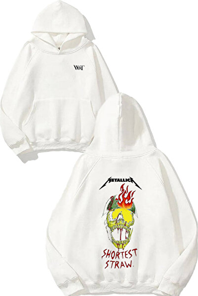 THEWERT Φούτερ Metallica Burning Skull Design με τύπωμα Λευκό με κουκούλα