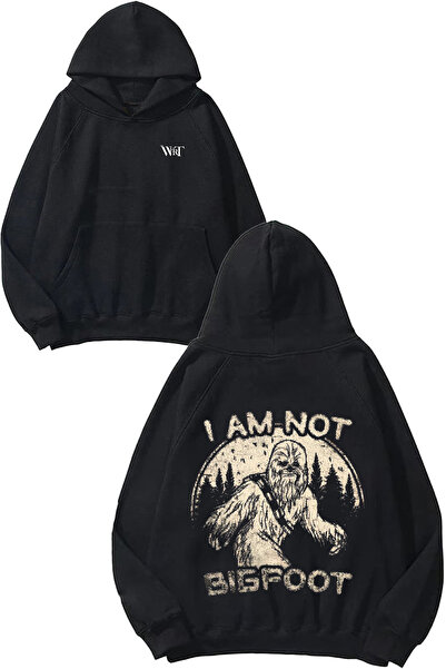 THEWERT Nu sunt Bigfoot Design Rucsac cu imprimeu Negru cu glugă Swea tricou