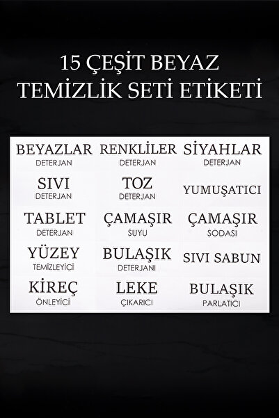 Dolkin Home Etichetă pentru set de curățare albă, rezistentă la apă, 15 bucăț...