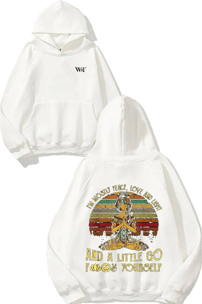 THEWERT Im Mosily Peace Love Design Leđa Štampano Bela Sa kapuljačom Dukserica