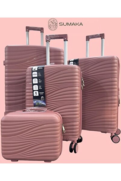 SUMAKA 4-Piece Travel Luggage Trolley Suitcase Set Silicon with Small Bag - 13-20-24-28 inches