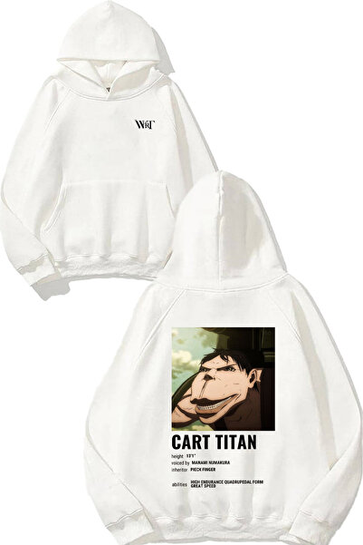 THEWERT Attack On Titan Cart Titan Design Rucsac cu imprimeu Alb cu glugă Swe...