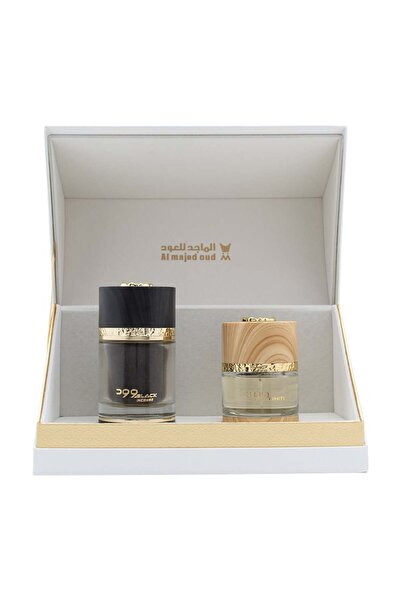 Al majed oud مجموعة عطر وود وايت 75 مل وبخور وود بلاك 45 جم