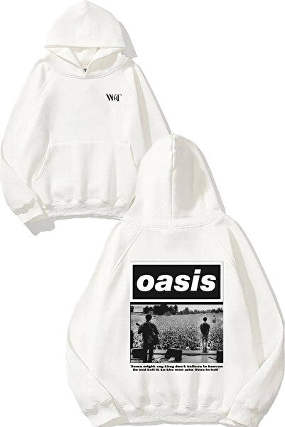 THEWERT Oasis Design Spate cu imprimeu Alb cu glugă Swea tricou