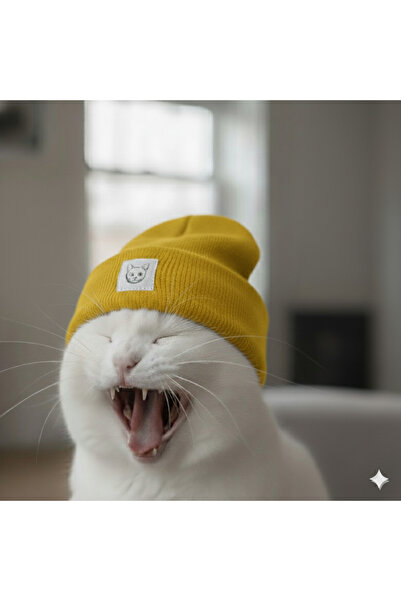 MEOW Winter Wool Cat Label Unisex Foldable Beanie