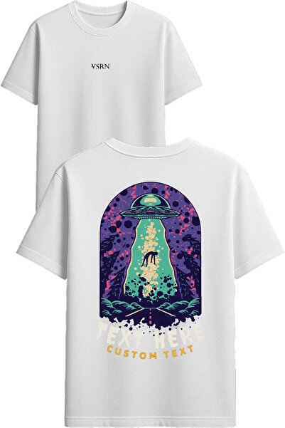 VSRN قم بكتابة هنا تصميم مخصص مطبوع تي شيرت أبيض قصة فضفاضة
