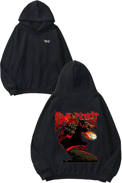 THEWERT Limp Bizkit Rap Rock Design Spate cu imprimeu Negru cu glugă Swea tricou