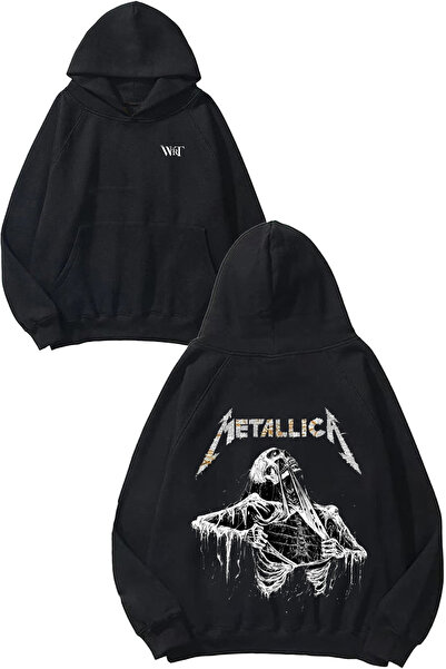 THEWERT Metallica Rock N Roll Design Spate cu imprimeu Negru cu glugă Swea tr...