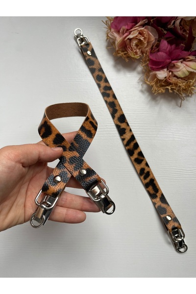 zg hobi aksesuar Silver Color Detailed Faux Leather Handle for Knitted Bags