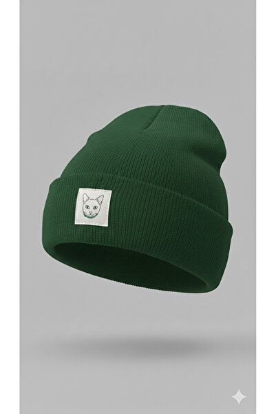 MEOW Winter Wool Cat Label Unisex Foldable Beanie