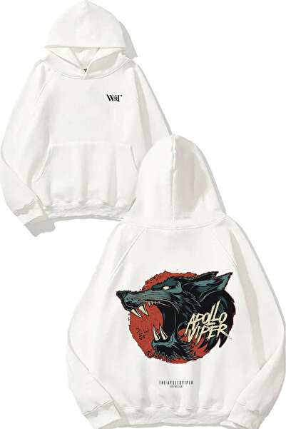 THEWERT سويت شيرت أبولو فايبر ديزاين مطبوع أبيض بغطاء رأس