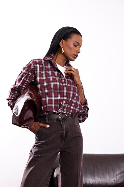 5in1Canpolat Πουκάμισο με καρό σχέδιο με δαμάσκηνο