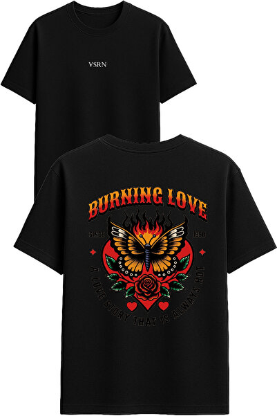 VSRN Μπλουζάκι με στάμπα  "Burning Love Design " σε μαύρο χρώμα και oversized...