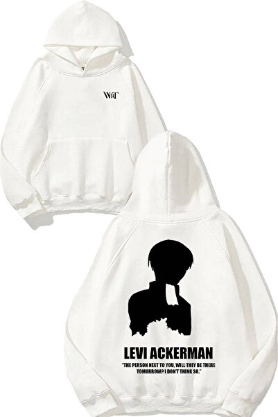 THEWERT Attack On Titan Levi7 Design Spate cu imprimeu Alb cu glugă Swea tricou