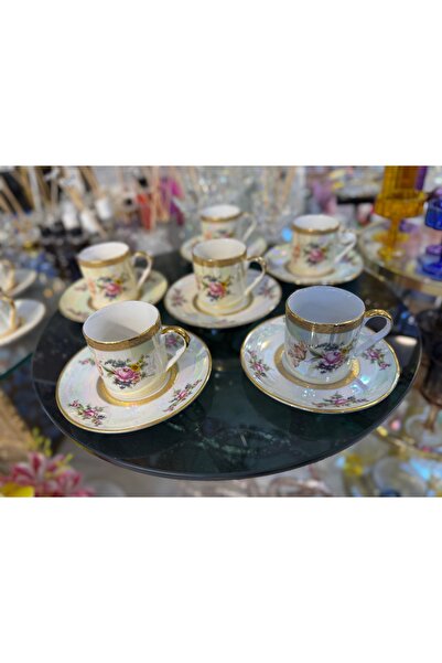 hediye Esterhomedecor 6-Person Pearlescent Porcelain Coffee Cup Set