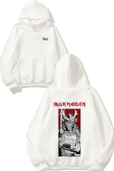 THEWERT سترة Iron Maiden The Trooper Design مطبوع باللون الأبيض بغطاء رأس