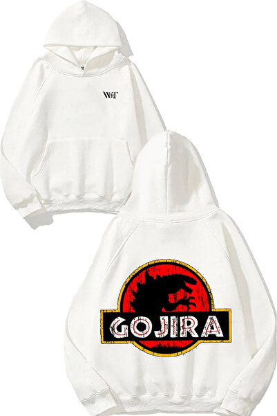 THEWERT سترة جوجيرا ذات التصميم الأحمر والأصفر مطبوع باللون الأبيض بغطاء رأس