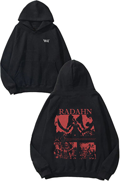 THEWERT سترة راداهن كونسورت ديزاين مطبوع سوداء بغطاء رأس