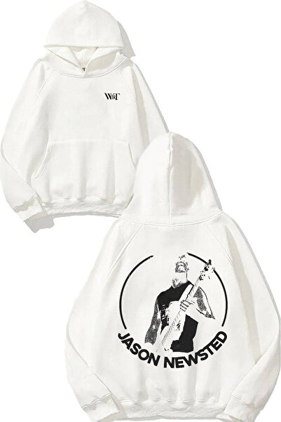 THEWERT Jason Newsted Design Spate cu imprimeu Alb cu glugă Swea tricou