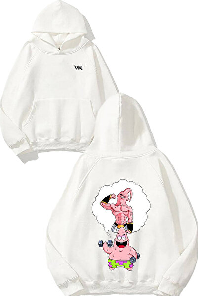 THEWERT Патрик Джим Дриймс Дизайн Бяла суитшърт с качулка и печат на гърба