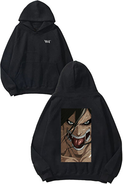 THEWERT Attack On Titan Attack Titan Design Rucsac cu imprimeu Negru cu glugă...