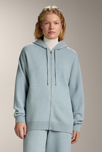 Oysho Long knit cardigan with hood