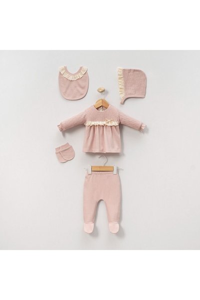 babymoon kids طقم مستلزمات للمواليد الجدد مكون من 5 قطع، مصنوع من القطن العضوي 100%، طقم خروج من المستشفى